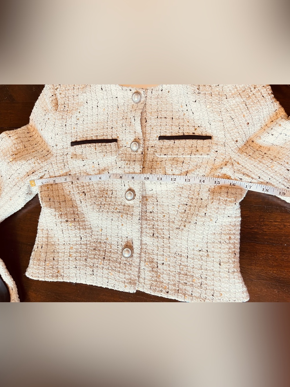 Commense Pearl button tweed jacket and paint suit apricot - Picture 8 of 12